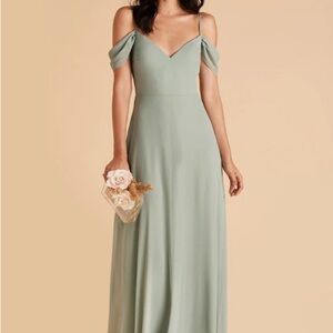 Elegant Sage Green Off-Shoulder Gown